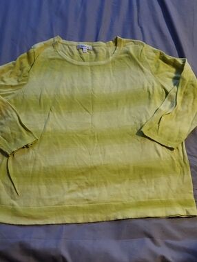 Tyler Boe Lime Green Striped Knit Top